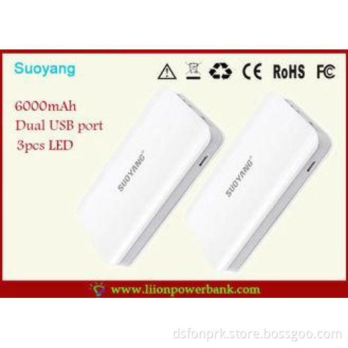 Aluminum shell Li Ion 6000mah Power Bank , Fast charging Ba